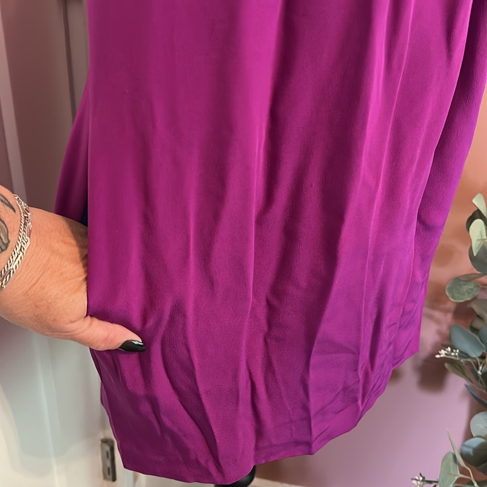 Jay Godfrey silk mini draped magenta lined shift pockets Halter zipper 2 Dress - Picture 3 of 15